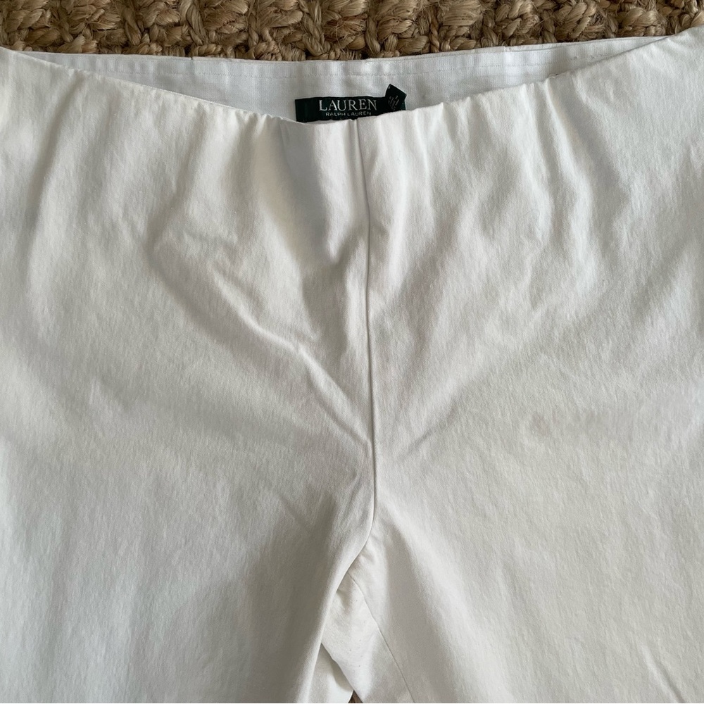 Lauren Ralph Lauren White Stretch Ankle Pants Size 10 Pull On Side Zip Slim - Picture 3 of 7